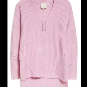 Ted Baker London Ribbed V Neck Wool Blend Pullover Sweater Size 4